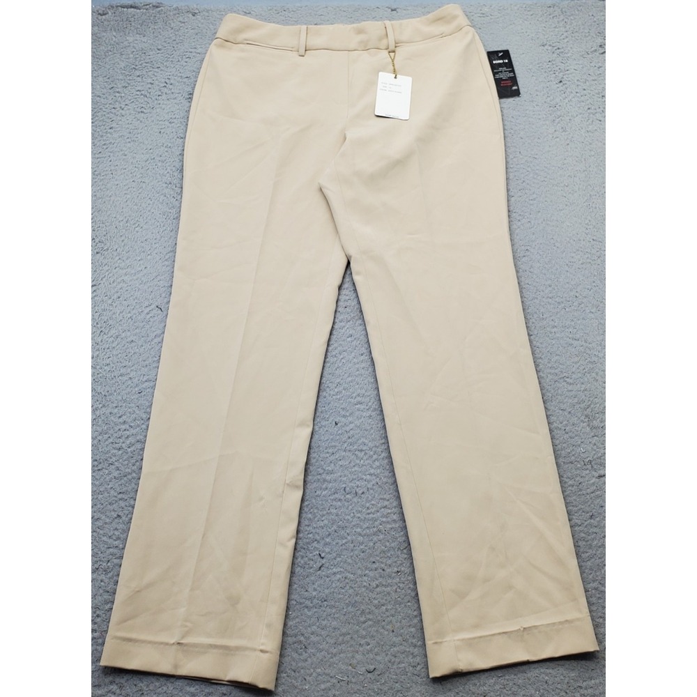 Zac & Rachel Pants Womens 12 Tan Stretch Classic Wrinkle Resistant Straight Leg